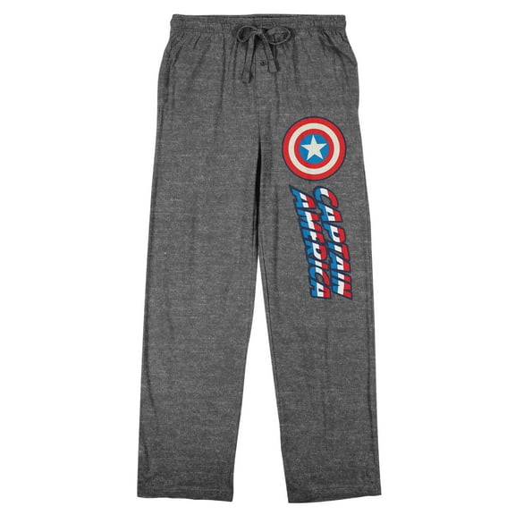 Marvel Comics Presents Captain America Shield Adult Gray Heather Sleep Pajama Pants-Small