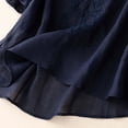 thumbnail image 5 of Women's Short Sleeve T-shirt Embroidered Tops For Women Floral Cotton Linen Tunic Tshirt Tee Women 3/4 Sleeve V Neck Button Boho Ethnic,Blue Women's Short sleeve T-shirt XXL, 5 of 7
