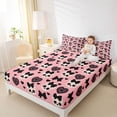 thumbnail image 3 of Castle Fairy Cartoon Coquette Skull Bed Sheets 4-Piece,Bow Lace Heart Skeleton Cute Gothic Pattern Full Size Sheets,Pink Black,1 Fitted Sheet,1 Flat Sheet and 2 Pillowcases, 3 of 6