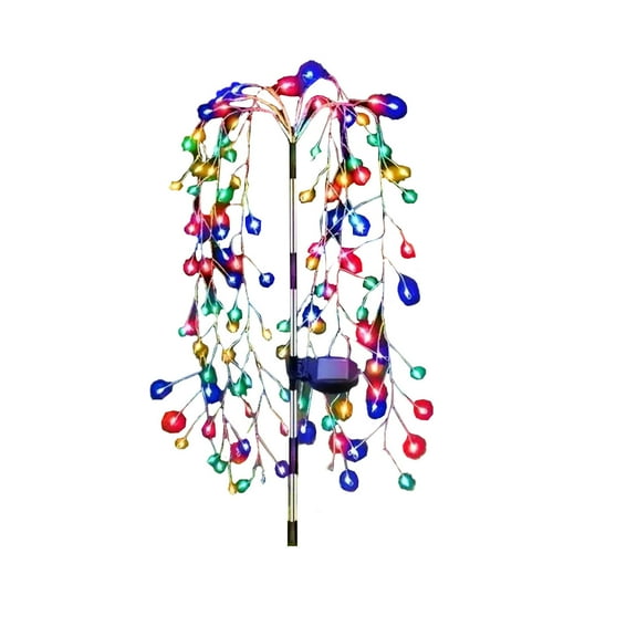 geerera LED Solar Willows Tree with Colorful Lights, Solar Garden Lights Outdoor, Solar Firecrackers Ground Lights for Home Yard Christmas Thanksgiving Halloween Decoration