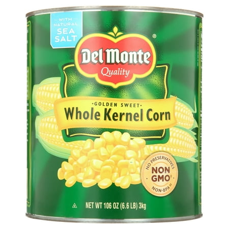 Del Monte Golden Sweet Whole Kernel Corn, NON GMO, 106 oz, Aluminum Can