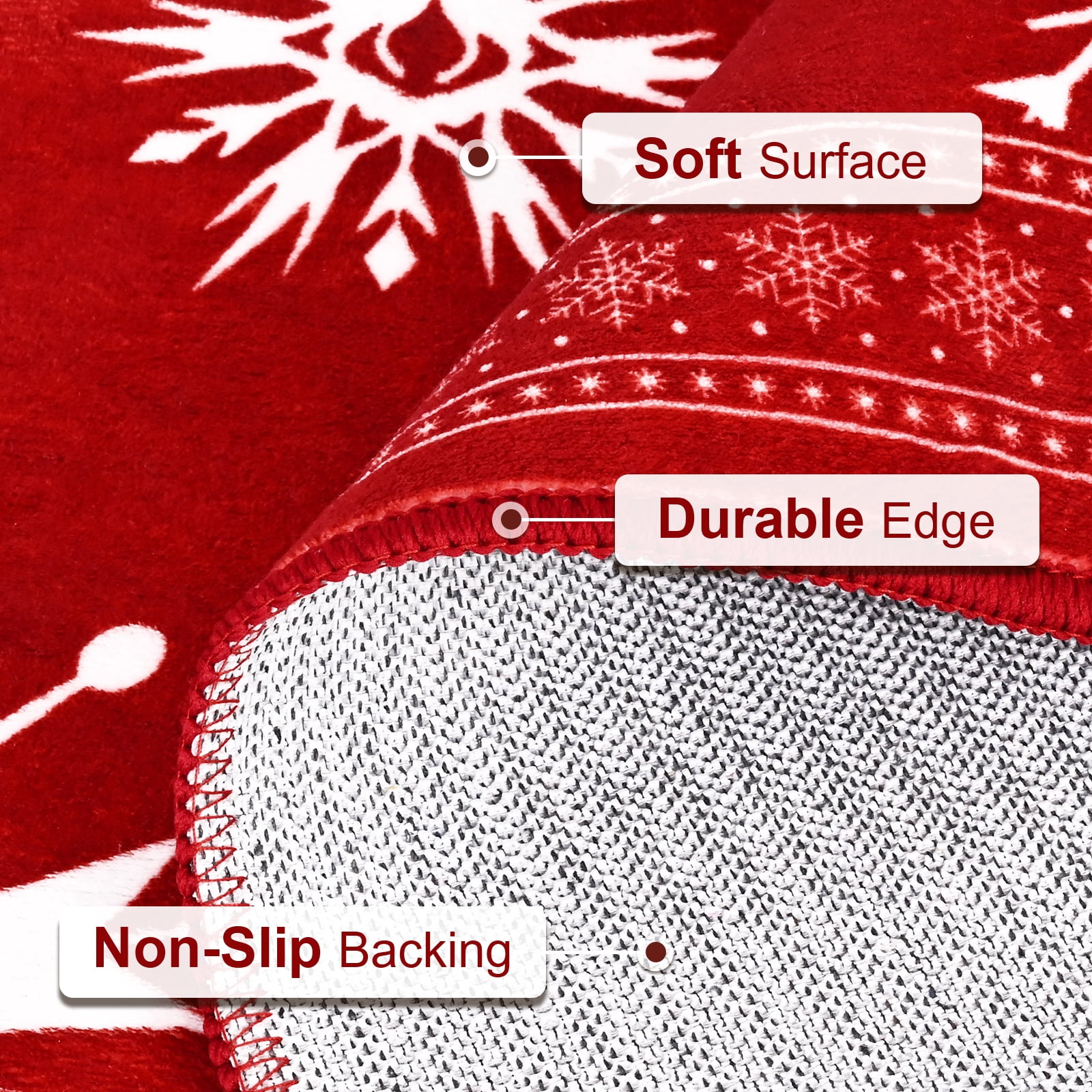 Bleum Cade Christmas Snowflake 5'x7' Area Rugs for Living Room,Red Washable Rugs for Bedroom Dinning Room,Soft Low Pile Rug,Non Slip Durable Large Carpet for Christmas Decorations