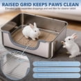 thumbnail image 2 of Large Rabbit Litter Box Stainless Steel Bunny Litter Box Sifting, Non-Chewable, Easy to Clean & Odor Control 17.2 x 13.4 x 5.9 inch, 2 of 9