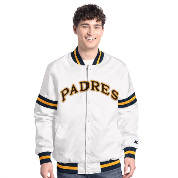 Men's-Starter White San Diego Padres Cooperstown Scout Full-Snap Varsity Jacket