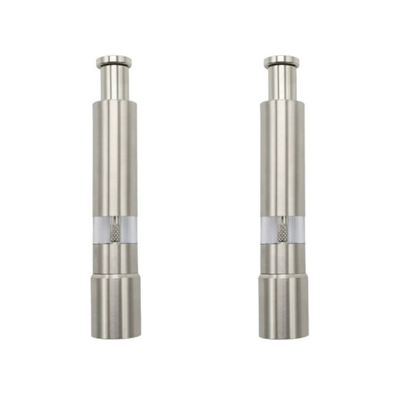 2 Stainless Steel Spice Pepper Coarse Salt Grinders for Kitchen Use