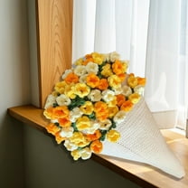 Handmade Crochet Flower Bouquet Blanket DIY Rose Throw Soft Lightweight Knitted Blanket Romantic Foldable Throw for Birthday Wedding Gift Home Decor Camping Sofa Blanket