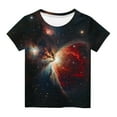 thumbnail image 2 of Delliss Girl's Short Sleeve Tops Starry Sky Printed Summer Loose Casual T-Shirt Round Neck, 2 of 6