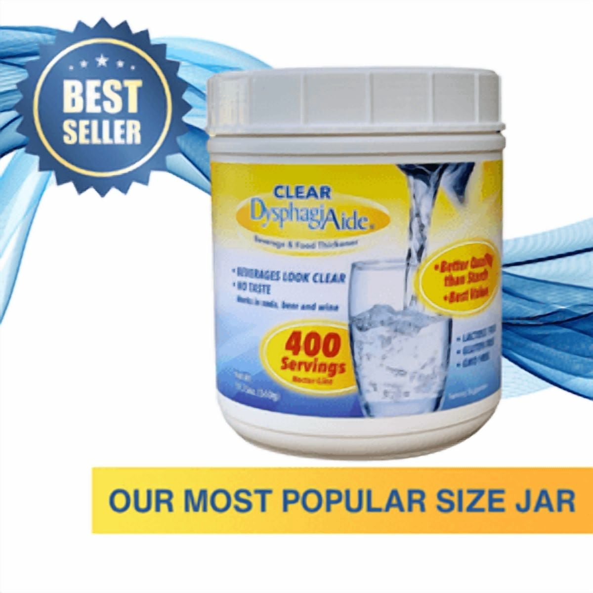 Clear DysphagiAide Thickener, 400 Serving (19.75 oz) Jar, Xanthan Gum Powder for all IDDSI Thickness Levels