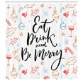 thumbnail image 3 of Ambesonne Eat Drink and Be Merry Shower Curtain, Xmas Holiday, 69"Wx75"L, Multicolor, 3 of 3