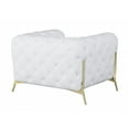 thumbnail image 3 of Glam White and Gold Tufted Leather Armchair, 3 of 5