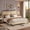 Beige-880, variant on BSHTI KING Size Upholstered Platform Bed Frame – No Box Spring Needed, Square Tufted Headboard, Solid Wood Frame, Center Support Leg, Under-Bed Storage, Easy Assembly, Dark Grey