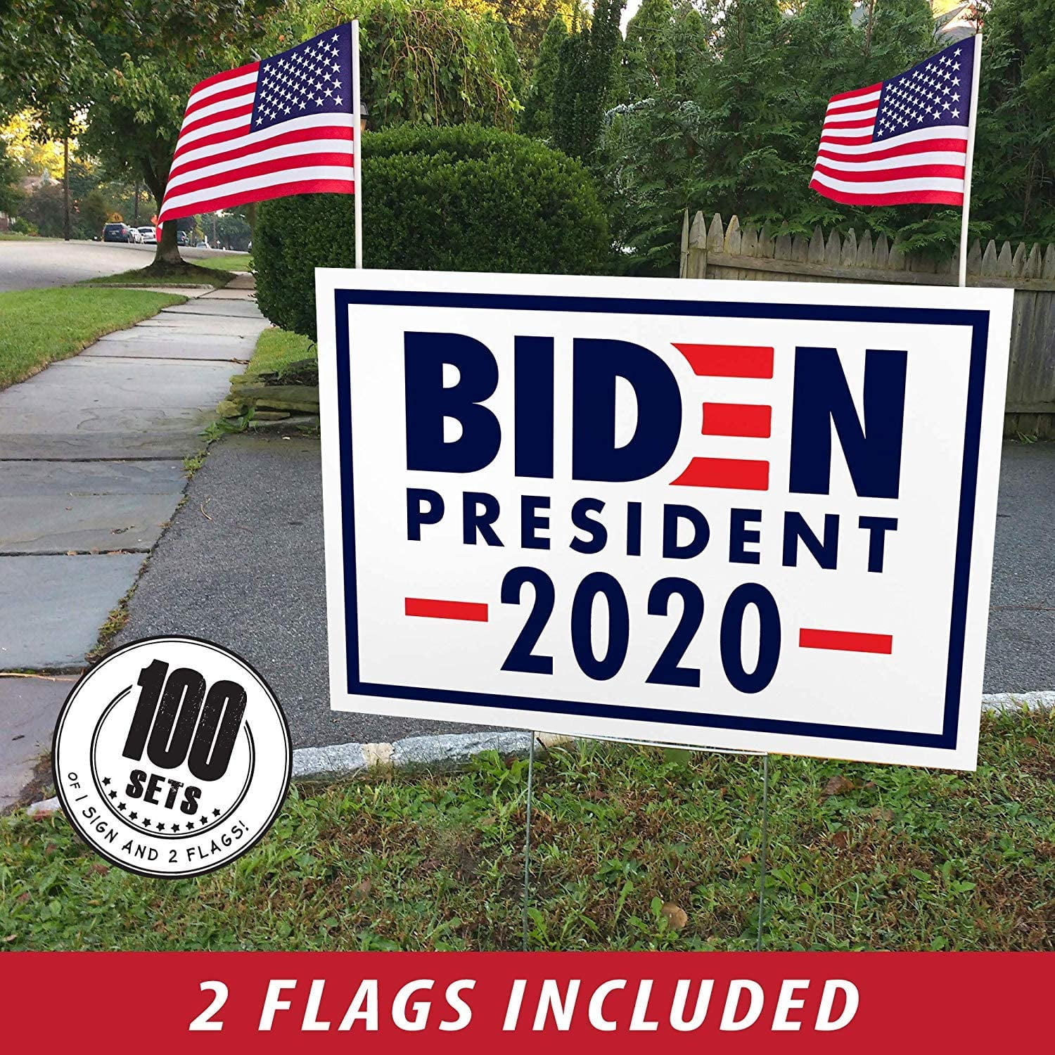 Itc Joe Biden For President 2020 100 Pack Yard Signs With H Frames 12 X18 With 2 American Flags Walmart Com Walmart Com