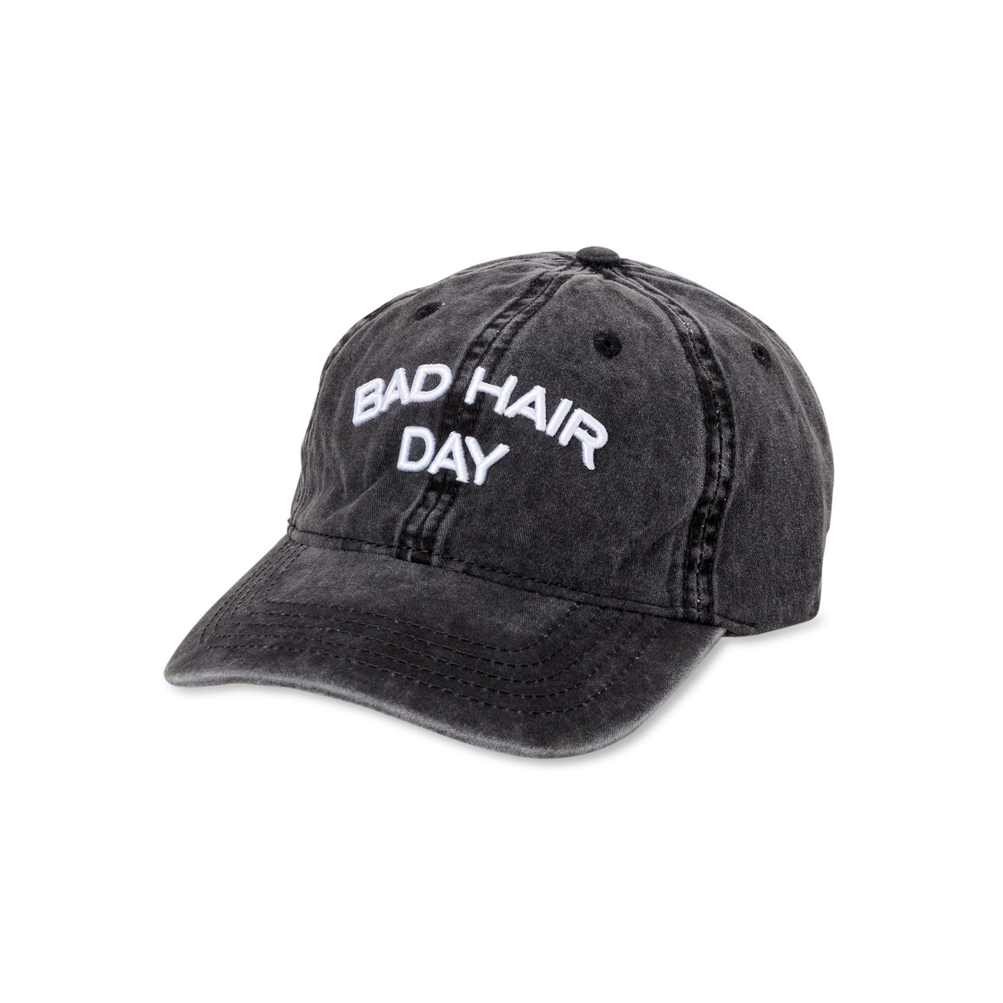 Time and Tru Women's Washed Cotton Twill Embroidered Bad Hair Day Baseball Hat Black Soot