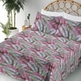 thumbnail image 3 of Ambesonne Exotics Fitted & Flat Sheet with Sham 3 Pcs Set, Aloha Leaves Dreamy Print, Twin XL, Pastel Pink Soft Blue, 3 of 5