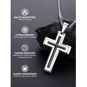 Bandmax Stainless Steel Cross Necklaces for Men for Crucifix Cross Pendant Necklace for Christian Faith Jewelry Birthday Father Day Gift for Dad Son Husband Grandpa