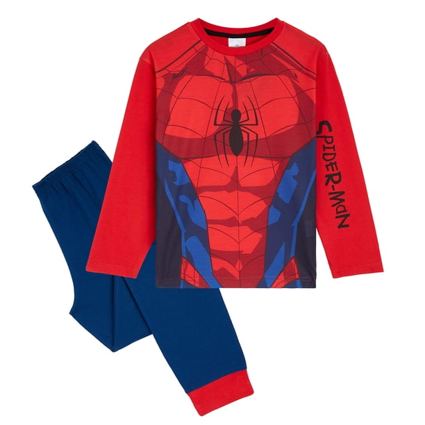 Pijama Marvel Spiderman para niños y adolescentes, conjunto de pijama largo rojo de 3 a 4 años