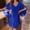 Blue, variant on Morttic Women‘s Plus Size Elegant V-Neck Asymmetrical Slit Sleeve Solid Color Luxury Party Dress for Wedding Red,XL