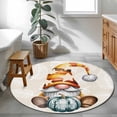 thumbnail image 3 of Fall Pumpkins Round Area Rug 4Ft Washable Circle Rugs for Bedroom Dining Room, Thanksgiving Gnomes Maple Leaf on Linen Non-Slip Carpet Floor Mats Indoor Outdoor Carpet Runner Aesthetic Home Decor, 3 of 8