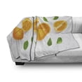 thumbnail image 3 of Summer Orange Soft Flannel Fleece Blanket, Hand Picked Fresh Fruits Ripe Ready to Eat Sliced Juicy Pattern, Cozy Plush for Indoor and Outdoor Use, 50" x 60", White Green and Orange, by Ambesonne, 3 of 6