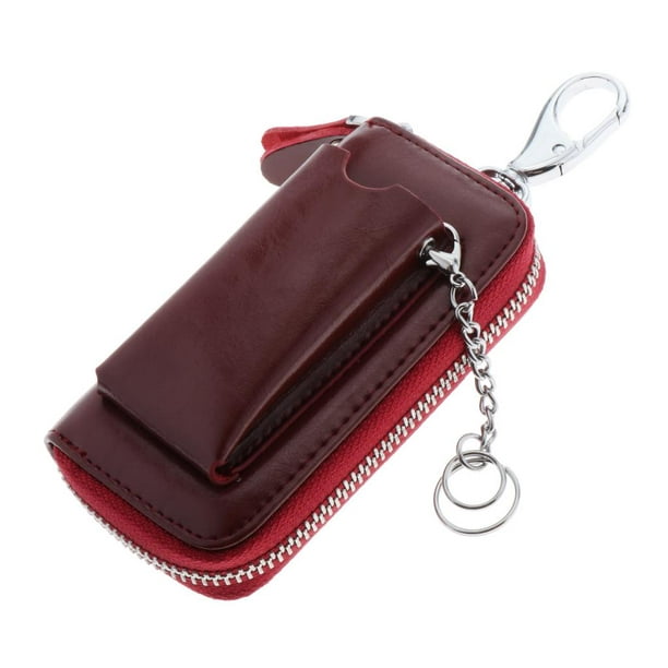 Men's Leather Zipper Key Chain Wallet 6 Hook Key Case Car Key