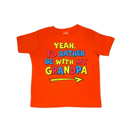 

Inktastic Yeah I d Rather be with My Grandpa in Red Yellow and Blue Gift Toddler Boy or Toddler Girl T-Shirt