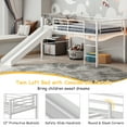 thumbnail image 5 of Gymax Twin Metal Loft Bed with Slide Guardrails Built-in Ladder Low Bed Frame White, 5 of 9