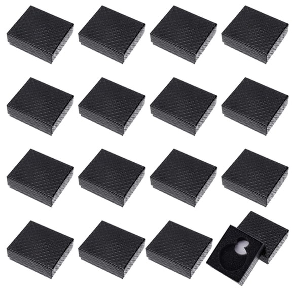 16 Pcs Pocket Watch Display Box Black Rhombus Textured Watch Packaging Boxes Pocket Watch Gift Box for Business Trips Travel