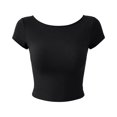 thumbnail image 5 of Women Backless Going Out Tops Short Sleeve Slim Fit Summer Open Back Tops Casual Lightweight Daily Wear Outfit by Yigetop Black L, 5 of 5
