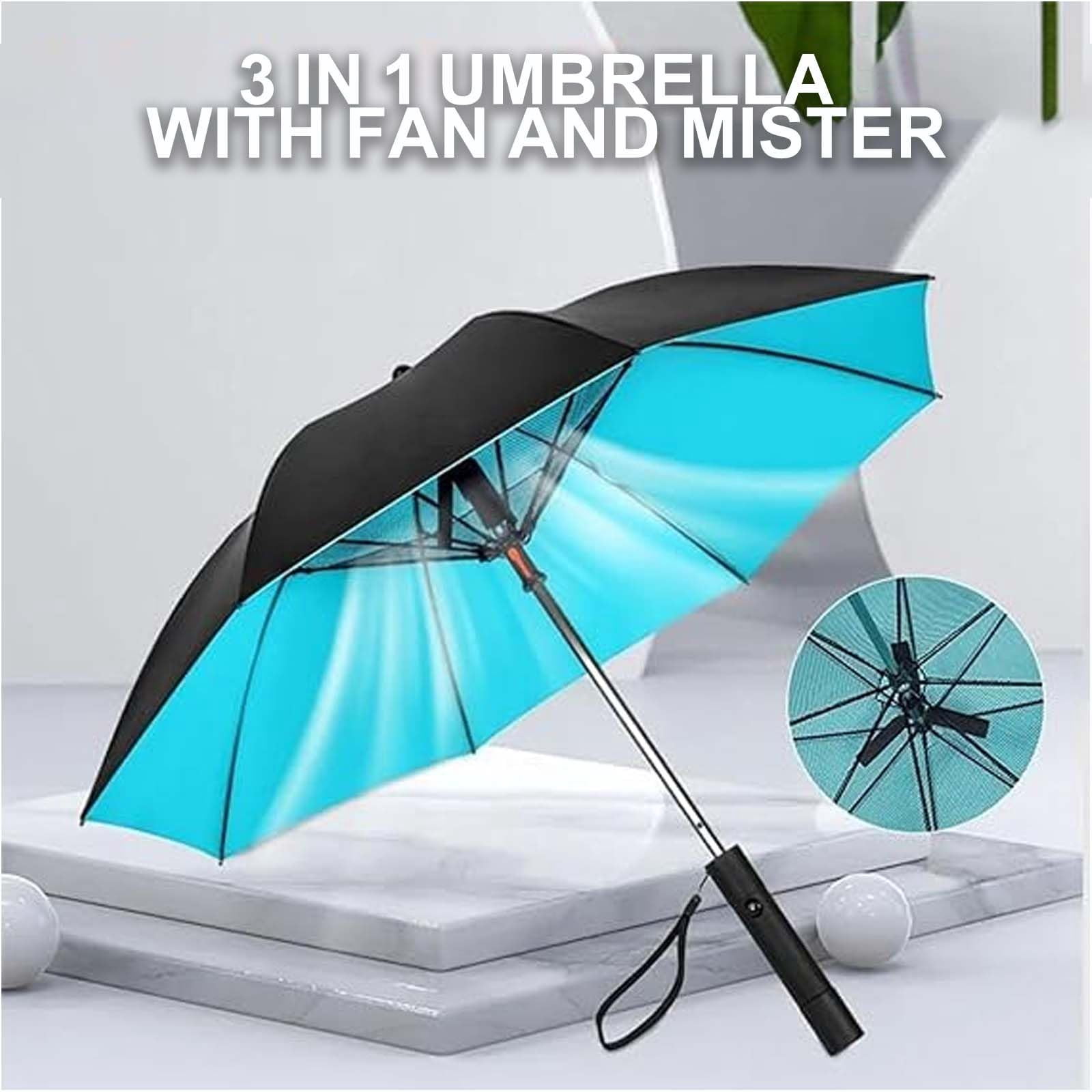 3 In 1 Umbrella With Fan And Mister, Uv Blocking Umbrella With Mist and Fan, Sun Umbrellas with Fans and Mister,USB Rechargeable Summer Sunshade