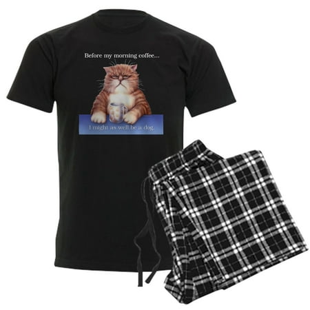 CafePress - Coffee Cat Men's Dark Pajamas - Men's Dark Loose Fit Cotton Pajama Set