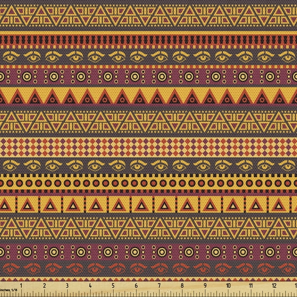 African Fabric by the Yard Upholstery, Exotic Culture Folkloric Eye ...