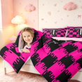 thumbnail image 4 of Manfei Pearl Pattern Letter T 7pcs Queen Bedding,Black Pink Checkered Bedding Comforter Set Queen,Pink Reversible, 4 of 7