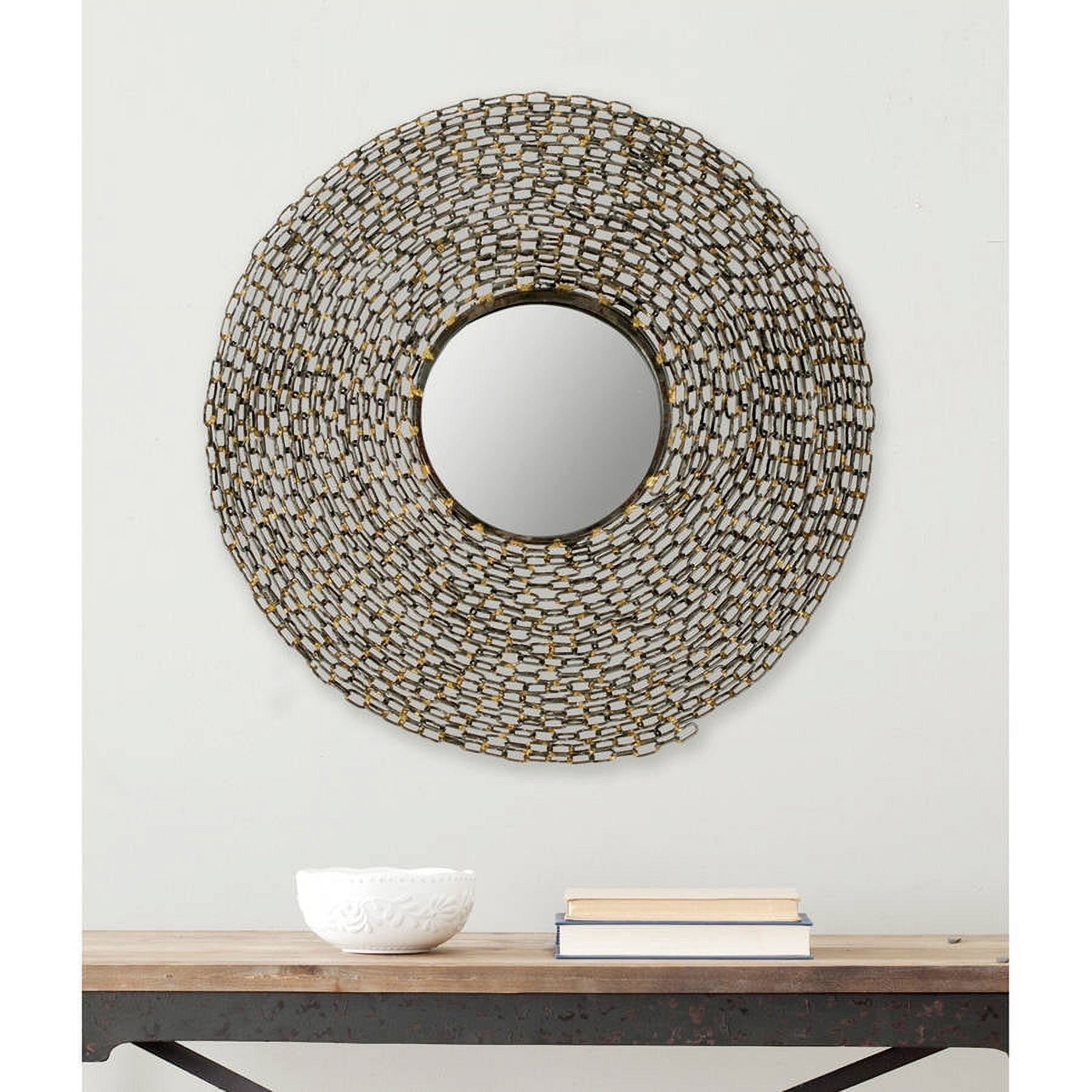 SAFAVIEH 8.8" Round Jeweled Chain Mirror, Natural