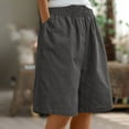 thumbnail image 2 of ABATAB Bermuda Shorts for Women Cotton Linen Baggy Shorts Wide Leg Casual Summer Lightweight Shorts with Pockets, 2 of 7