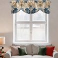thumbnail image 3 of Tie Up Valances for Windows, Blue Brown Palm Leaf Adjustable Valance Curtains Window Treatment for Living Room/Bedroom, Summer Botanical Vintage Rod Pocket Kitchen Curtains & Drapes 42x12 Inch, 3 of 9