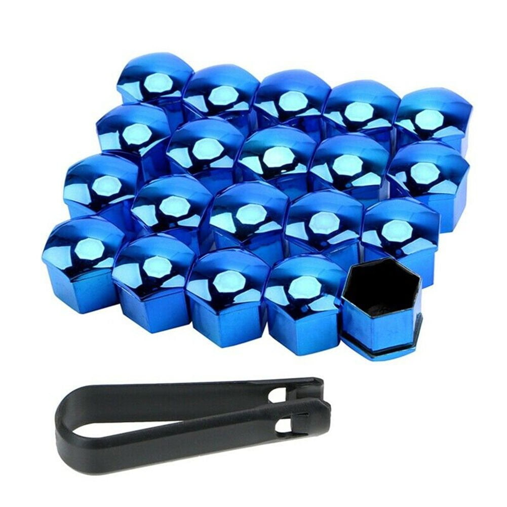 20Pcs 21MM Car Hub Screw Cover Wheel Nut Cap Bolt Rims Nuts + Remova