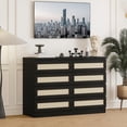 thumbnail image 3 of Commode Double à 8 Tiroirs pour Chambre, Commode en Rotin, Commode Moderne en Bois, Table de Chevet pour Garde-Robe, Chambre de Bébé, Salon et Entrée, Noir, 3 of 7