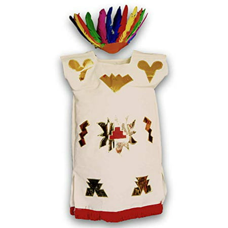 Girls Mexico Dress - Traditional Days - Typical Mexican Costumes for Girl (5, Beige Azteca)