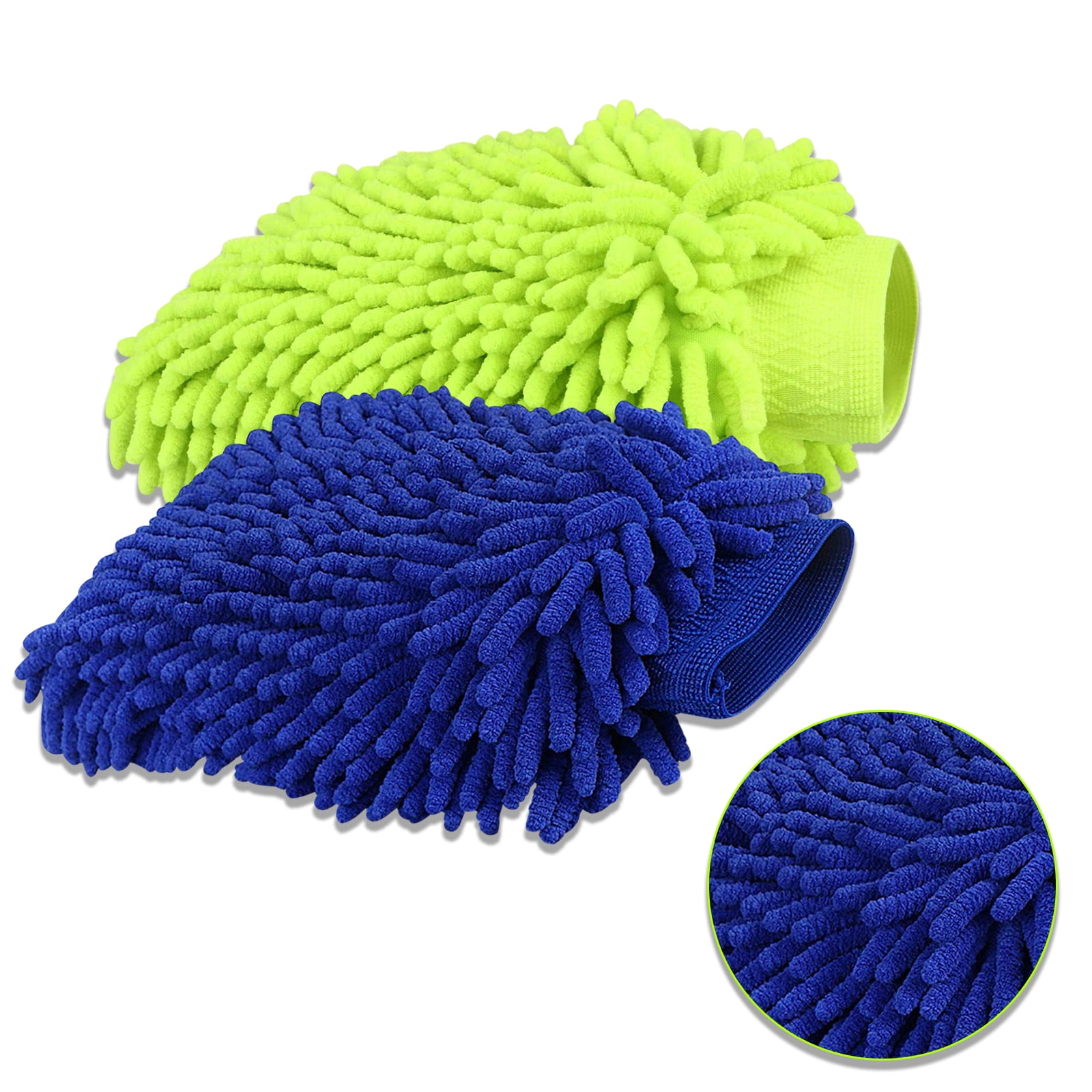 Absorbent Chenille Microfiber Car Kitchen House Wash Cleaning Glove Mitt w Towel 