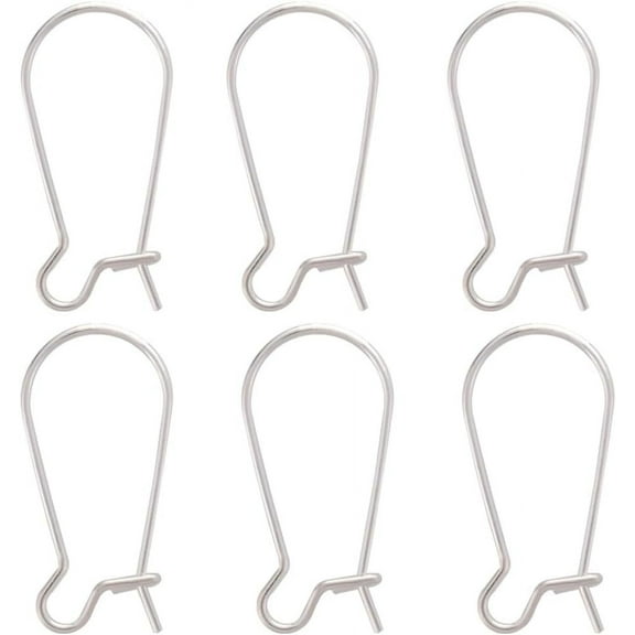 10Pcs 925 Sterling Silver Hoop Earrings Kidney Ear Wire Silver 20x9.5mm Pin: 0.7mm