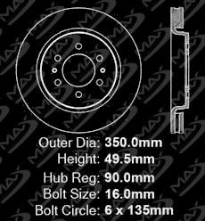 Max Brakes Rear Elite Brake Kit Fits: 2012 12 2013 13 2014 14 Ford F150 w// 6 Lugs E-Coated Slotted Drilled Rotors + Metallic Pads TA019982