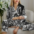 thumbnail image 6 of Pofeuu Gothic Skull Floral Art Print Womens Pajamas Set Long Sleeve Sleepwear Button Down Nightwear Soft Pj Lounge Sets Button Down Pajamas Women-XX-Large, 6 of 7