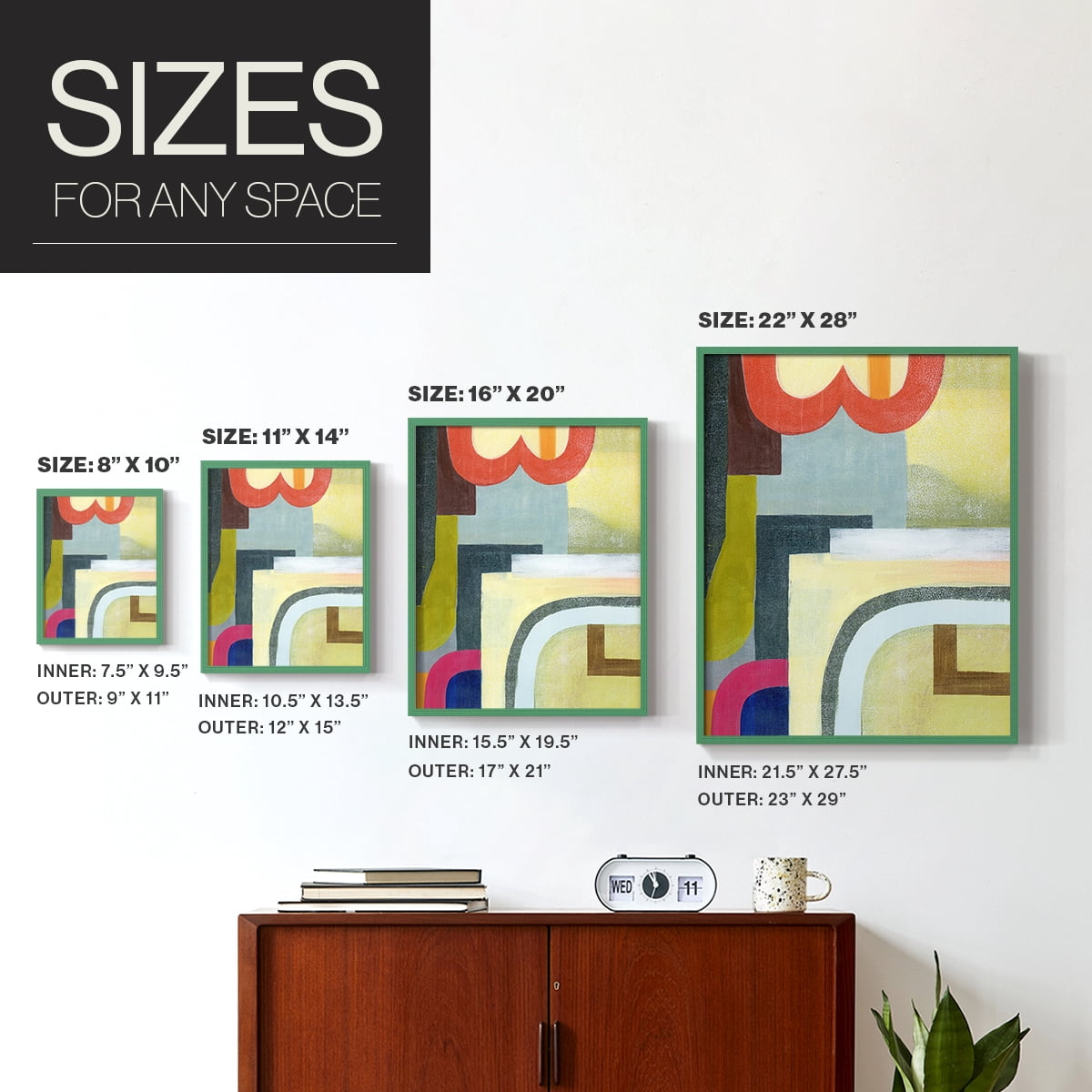 City of Rainbows II Framed Print in Green Solid Wood Framed Print No Nail Hanging