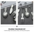 thumbnail image 2 of 4 Pcs Flatware Camping Tableware Fork Spoon Portable Silverware Stainless Steel Cutlery Wire, 2 of 6