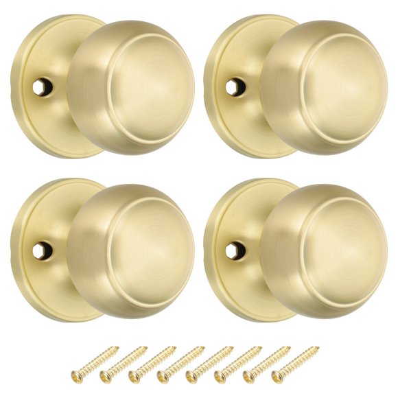 4 Pcs Dummy Door Handles Round Stainless Steel Door Knobs Non-Turning Side Knob Gold