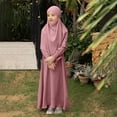 thumbnail image 2 of RXMEKW Ensemble de Robe Musulmane avec Châle pour Filles Manches Longues Col Rond Robe à Volants Tenue 2 Pcs Rose, 2 of 8