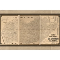 24"x36" Gallery Poster, Map of the County of El Dorado, California 1895