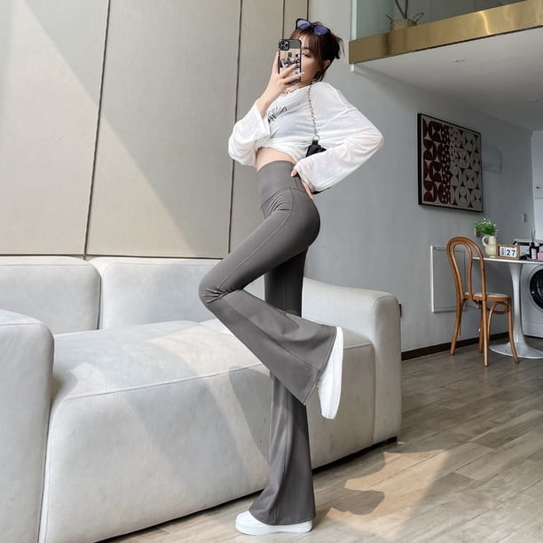 Pantalones de tiburón negro Pantalones de cintura alta para mujer Pantalones ajustados hasta el suelo Pantalones holgados de moda para primavera y otoño