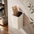 thumbnail image 3 of Wall Mounted Storage Organizer Caddy, White Plastic No-Drill Adhesive Hanging Box for Kitchen Utensils, Bathroom Toiletries, Office Supplies, 3 of 6