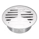 thumbnail image 1 of Tapa de desagüe de piso 5" x 3.9" (110 boca plana), 1 pieza de coladores de drenaje redondos de acero inoxidable 304 anti-obstrucción para exteriores, baño, cocina, lavabo, paisajismo, plateado, 1 of 6